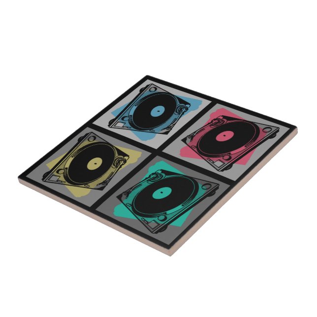 Carreau Platines Tourne-disques Pop Art Rétro (Côté)