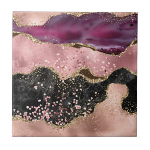 Carreau Plink Black Gold Parties scintillant marbré Agate