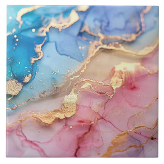 Carreau Plink Blue Gold Parties scintillant marbré Agate c