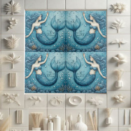 Carreau Plongez Rêve Élever Océan Sirène Aqua bleu Récif d
