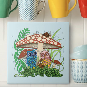 Carreau Pluie de champignons de la famille de la chouette