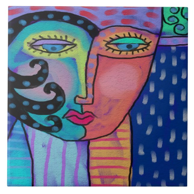 Carreau Pluie : Peinture numérique Abstraite d'une femme (Devant)