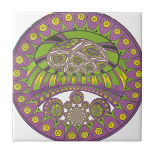 Carreau Plum coloré Dentelle jaune motif ethnique décorati