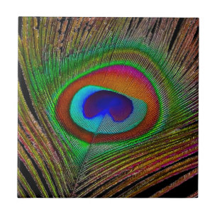 Carreau Plume de paon cuivré vibrant
