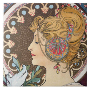 Carreau Plume par Alphonse Mucha - art vintage Nouveau