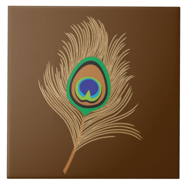 Carreau Plumes de paon beige au chocolat Brown (Devant)