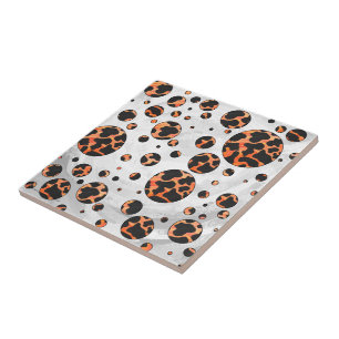 Carreau Poche noire et orange Polka Imprimer