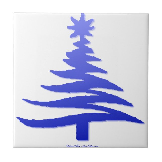 Carreau Pochoir d'arbre de Noël Bleu Cobalt (Devant)