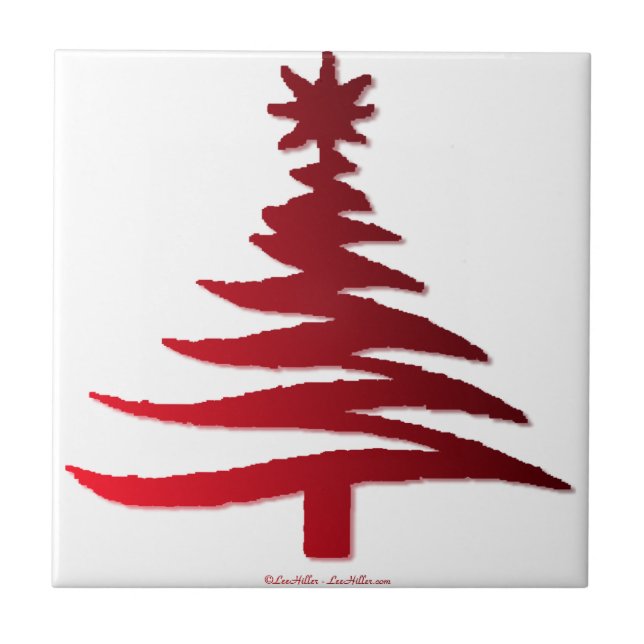 Carreau Pochoir d'arbre de Noël rouge (Devant)