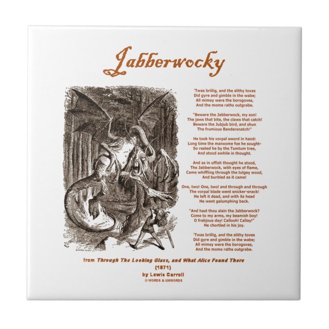 Carreau Poème de Jabberwocky par Lewis Carroll (Devant)