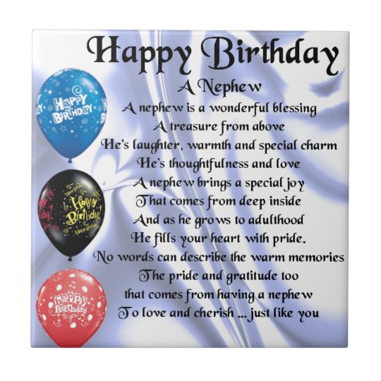 Carreau Poeme De Neveu Joyeux Anniversaire Zazzle Fr