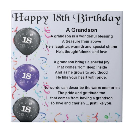 Carreau Poeme De Petit Fils 18eme Anniversaire Zazzle Fr