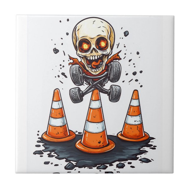Carreau Pogo Bones � Squelette Fou en Mouvement (Devant)