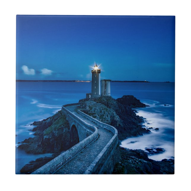 Carreau Point de repère bleu d'océan de la France de phare (Devant)