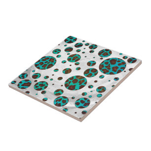 Carreau Points Leopard Brown et Turquoise PrintPolka