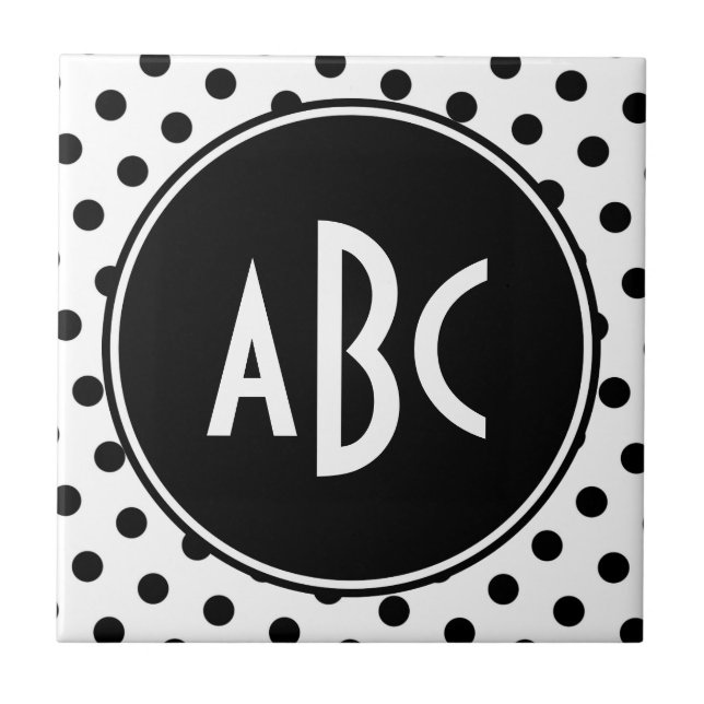 Carreau Points noirs et blancs Monogrammés (Devant)