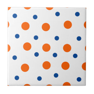 Carreau points orange et bleu