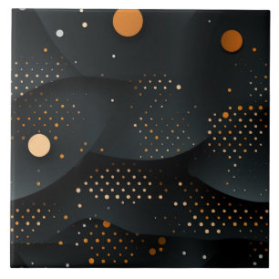 Carreau Points orange vibrant, Cercles noirs dynamiques