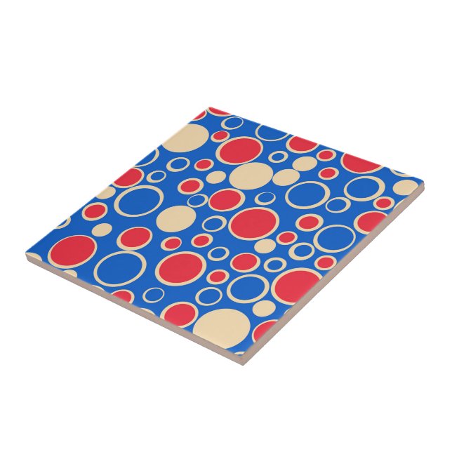 Carreau Points Rouge Et Bleu Sur Bleu (Côté)