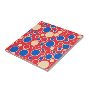 Carreau Points Rouge Et Bleu Sur Rouge