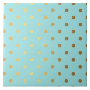 Carreau Pois à huile métallique or Turquoise Aqua Modern