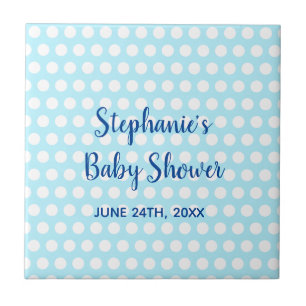 Carreau Pois blanc Turquoise Blue Girl Baby shower garçon