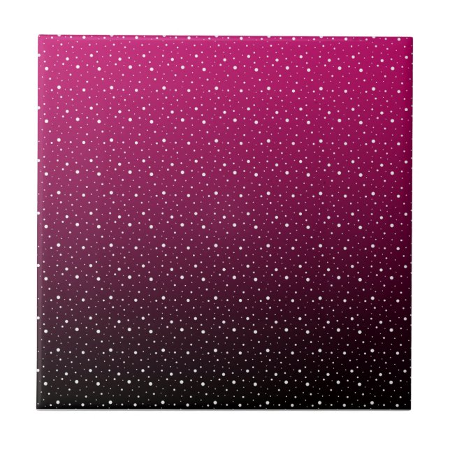 Carreau Pois blancs sur pourpre et dégradé noir. (Devant)