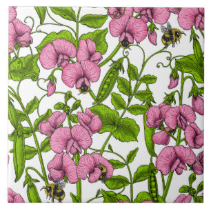 Carreau Pois doux et bourdons, rose, vert et blanc