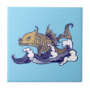 Carreau Poisson Art nouveau en vague par Arthur Rackham