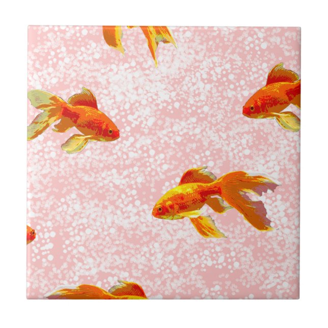 Carreau Poisson d'or rose motif (Devant)