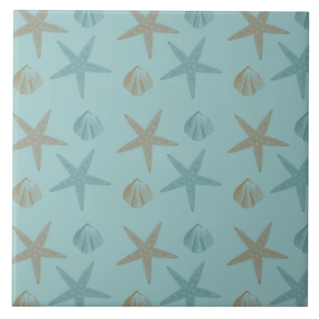 Carreau Poisson étoilé et coquilles (Devant)