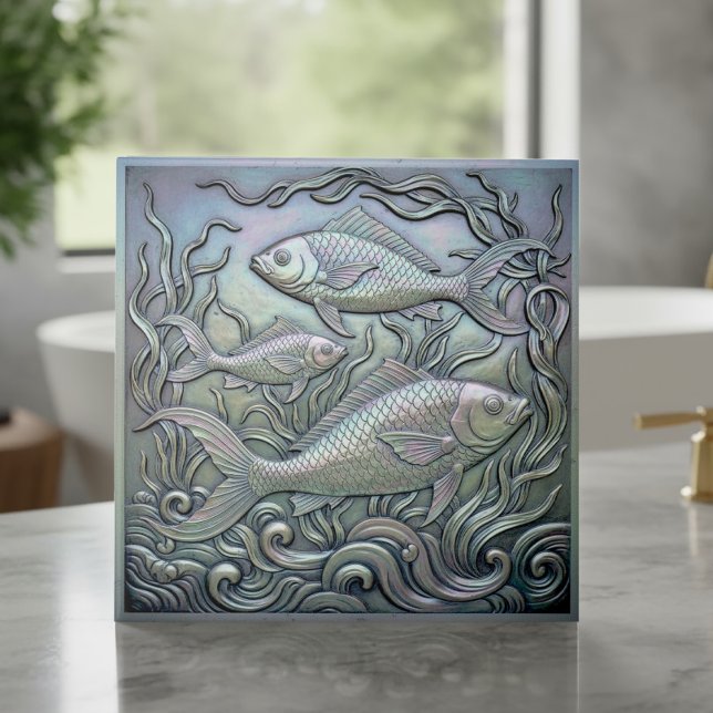 Carreau Poisson iridescent métallique ID1223 (Créateur téléchargé)