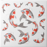 Carreau Poisson japonais Koi orange et blanc asiatique sty<br><div class="desc">Poisson japonais Koi orange et blanc asiatique carreaux céramique de style asiatique.</div>