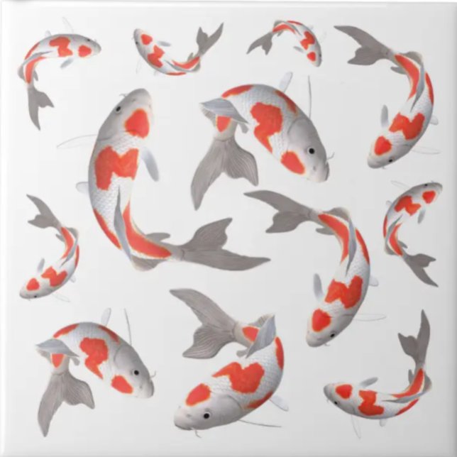 Carreau Poisson japonais Koi orange et blanc asiatique sty (Créateur téléchargé)