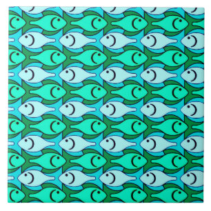 Carreau Poisson moderne du milieu du siècle, vert jade et
