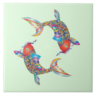 Carreau Poisson mosaïque sur vert