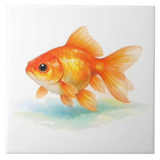 Carreau Poisson rouge aquarelle  (Devant)