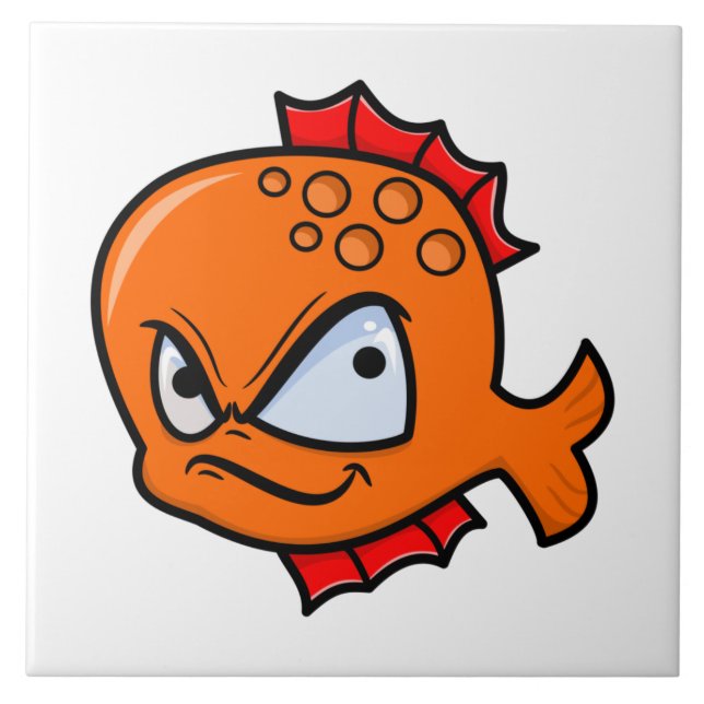 Carreau Poisson Rouge Drôle et En colère (Devant)