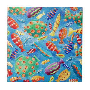 Carreau Poisson Tropical Aquarelle Récif de Corail