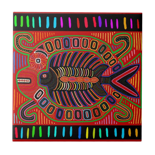 Carreau Poisson volant Mola indien Cuna (Devant)