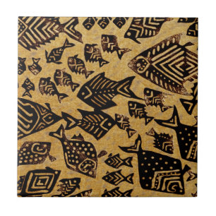 Carreau Poissons fossiles antiques