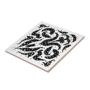 Carreau Poissons Humides Noirs Et Blancs Art Abstrait