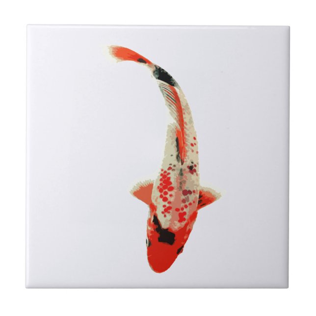 Carreau Poissons rouges, blancs, et noirs de Koi (Devant)