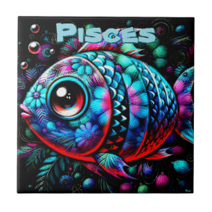 Carreau Poissons Whimsical Big Eyed Poisces Personnalisé