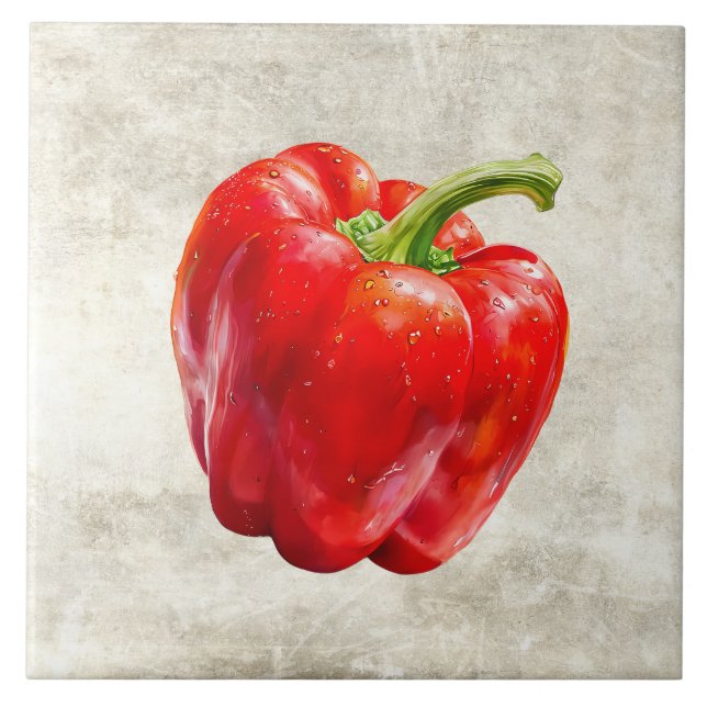 Carreau Poivron rouge aquarelle Faux Texture  (Devant)