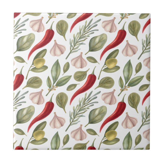 Carreau Poivrons chili, ail, olives et herbes (Devant)