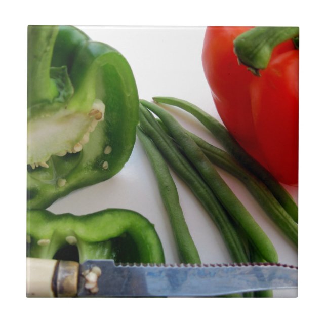 Carreau Poivrons verts et rouges avec haricots (Devant)