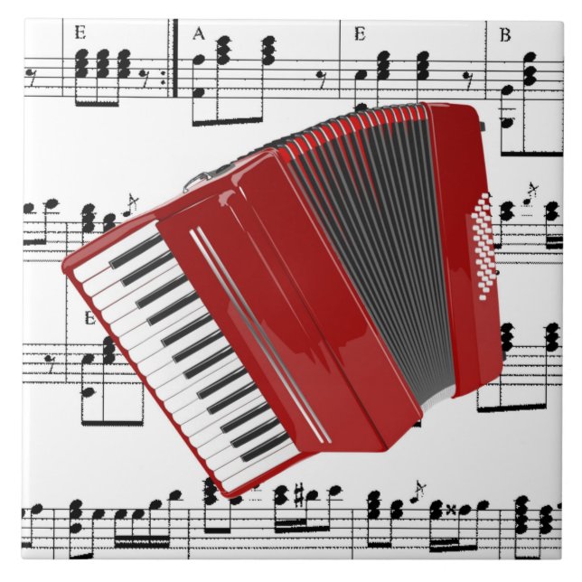 Carreau Polka, accordéon et partitions, (Devant)