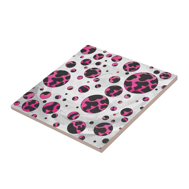 Carreau Polka Dot Cow Hot Rose et Black Print (Côté)