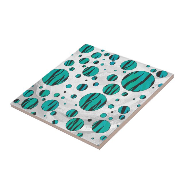 Carreau Polka Dot Tiger noir et Turquoise (Côté)